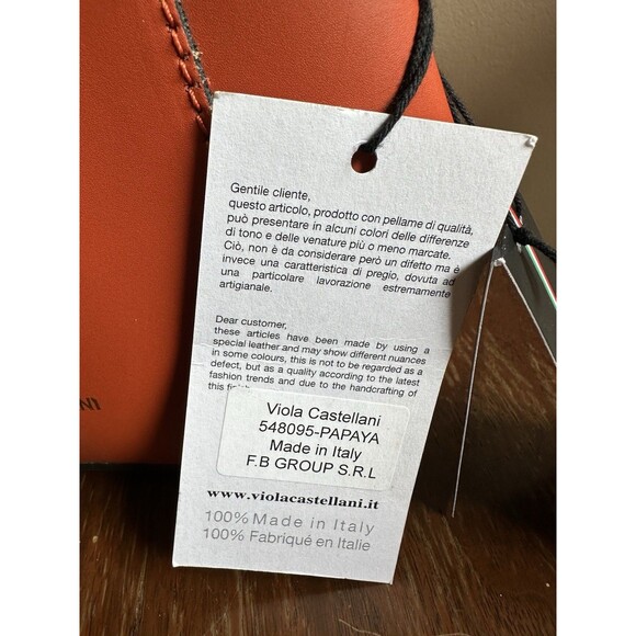 NWT Viola Castellani Papaya Orange Leather‎ Handbag Purse Backpack Convertible main image 13